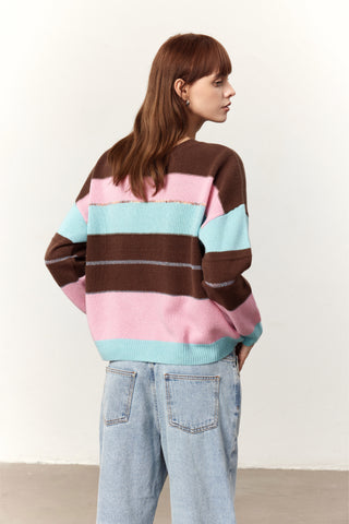 Lux Brown Wool Striped Sweater