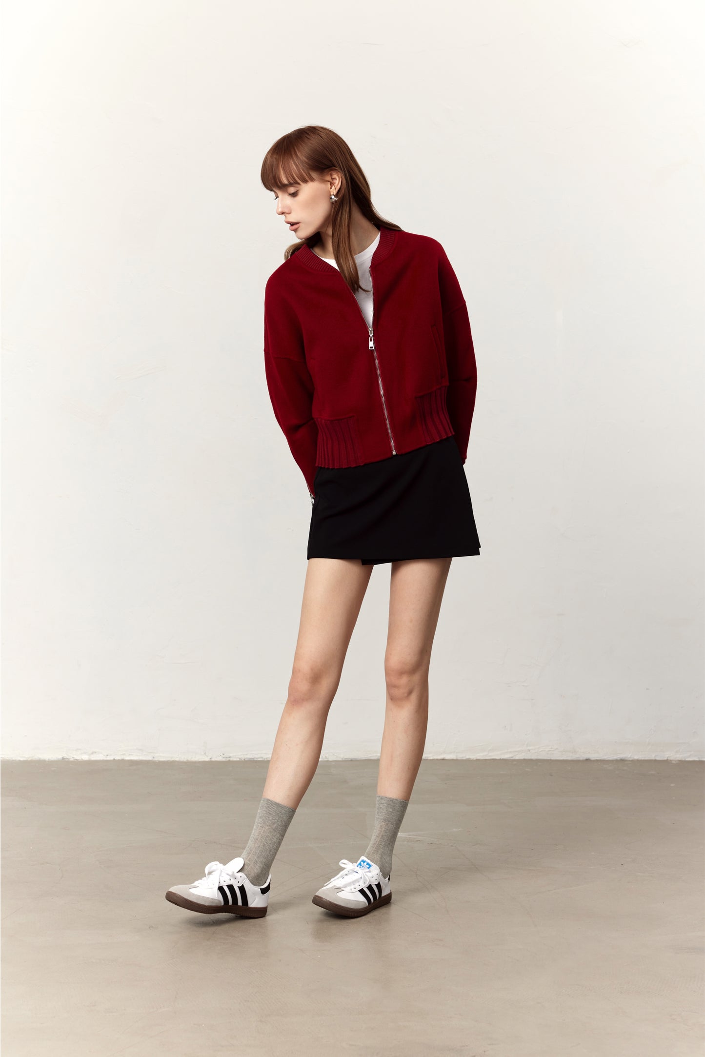 Parker Red Cashmere Blend Bomber Coat