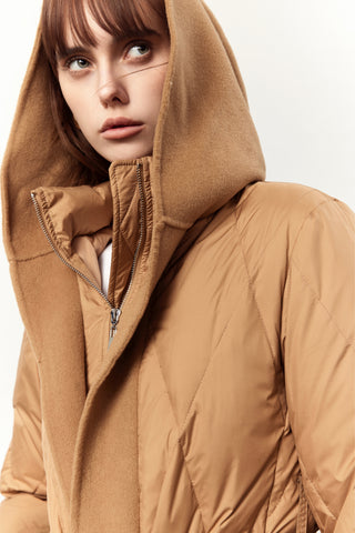 Rowan Camel Cashmere Blend Down Jacket