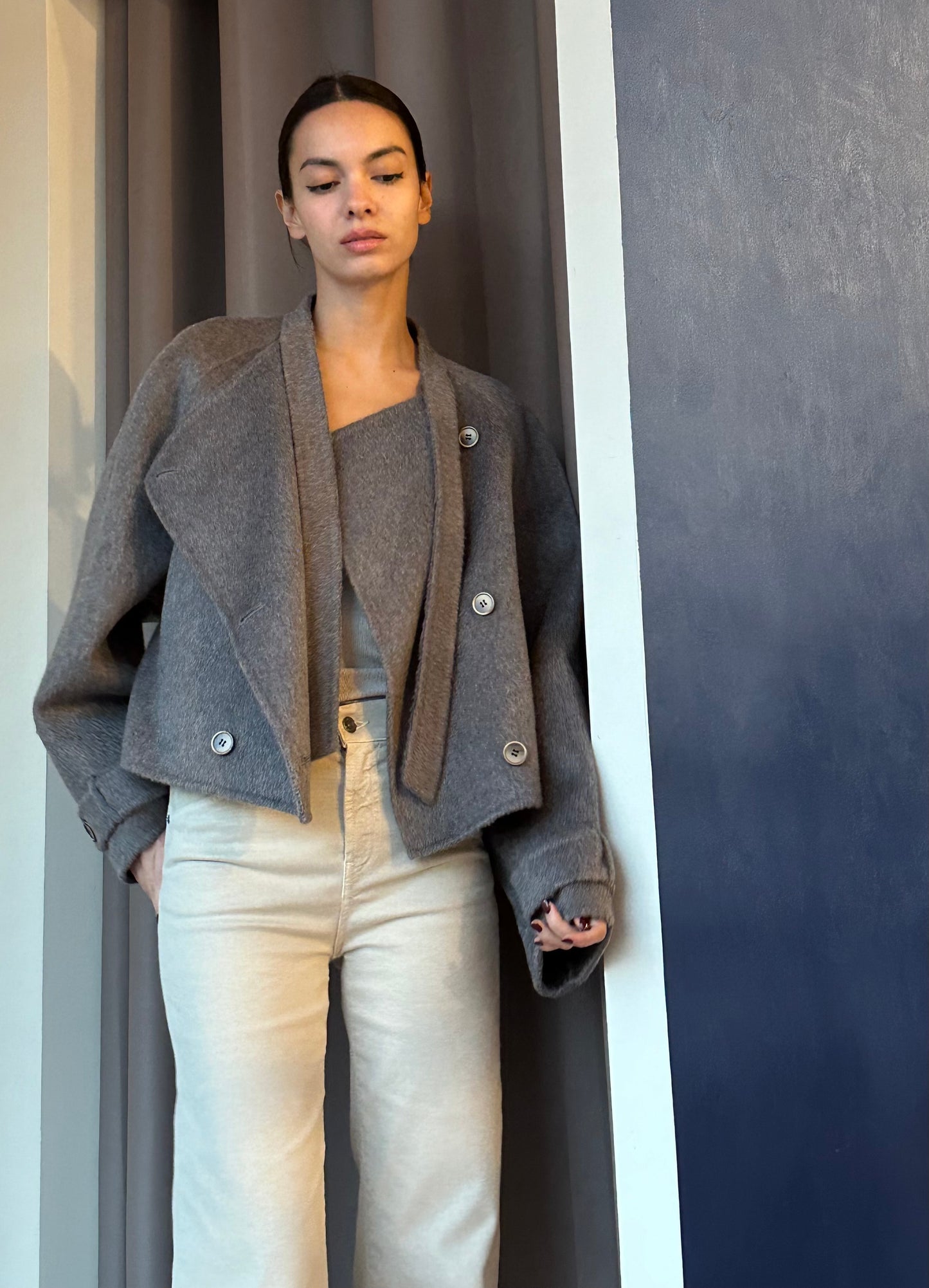 Skylar Mid Grey Wool Blend Coat
