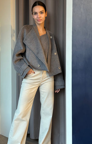 Skylar Mid Grey Wool Blend Coat