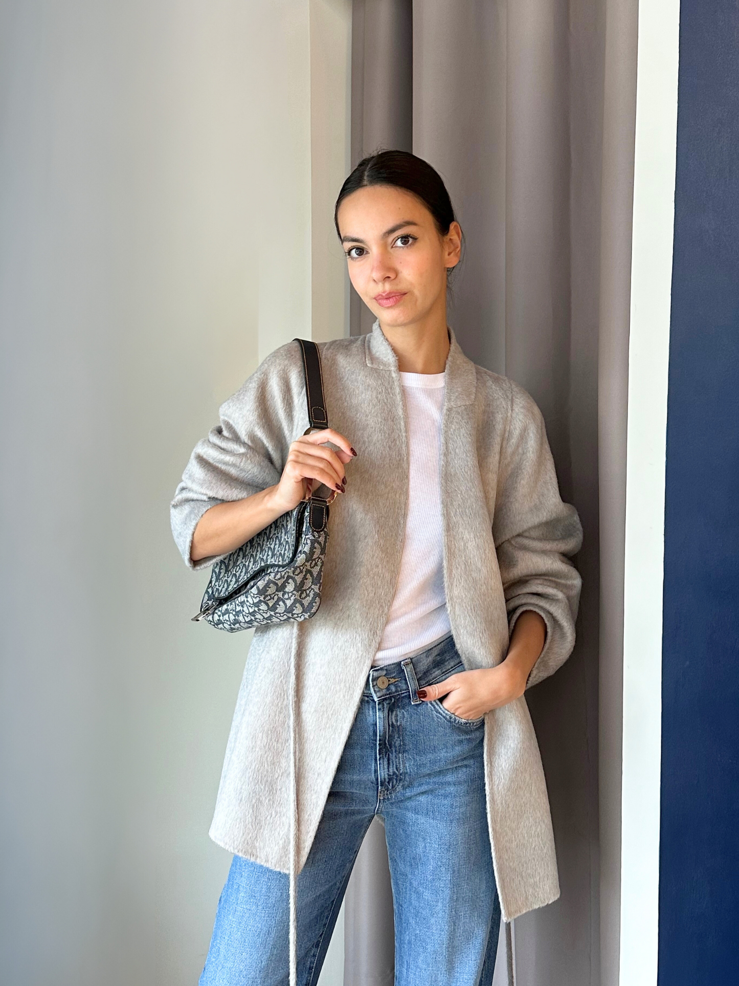 Willow Light Grey Wool Blend Coat